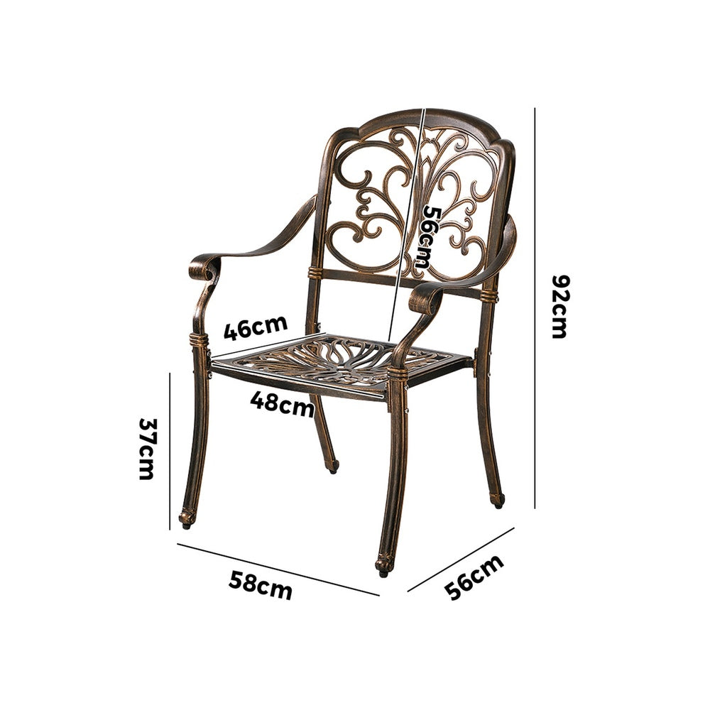 Outdoor Patio Chairs Cast Aluminium 58x56x92cm