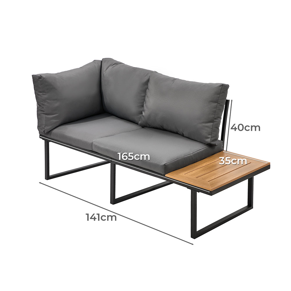 6 Seater Outdoor Dining Sofa Set Lounge Furniture Grey & White