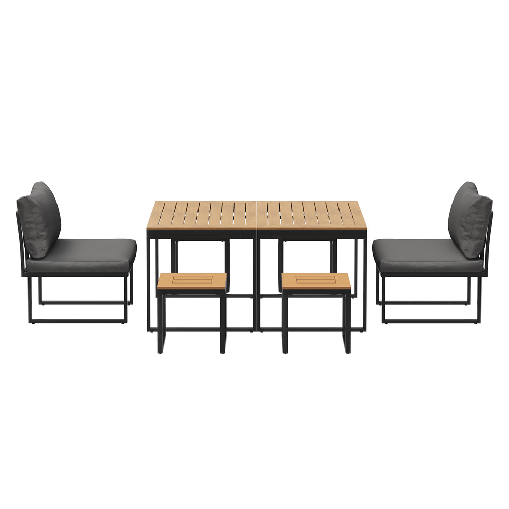 6 Seater Outdoor Dining Set Sofa Lounge Patio Ottoman Grey