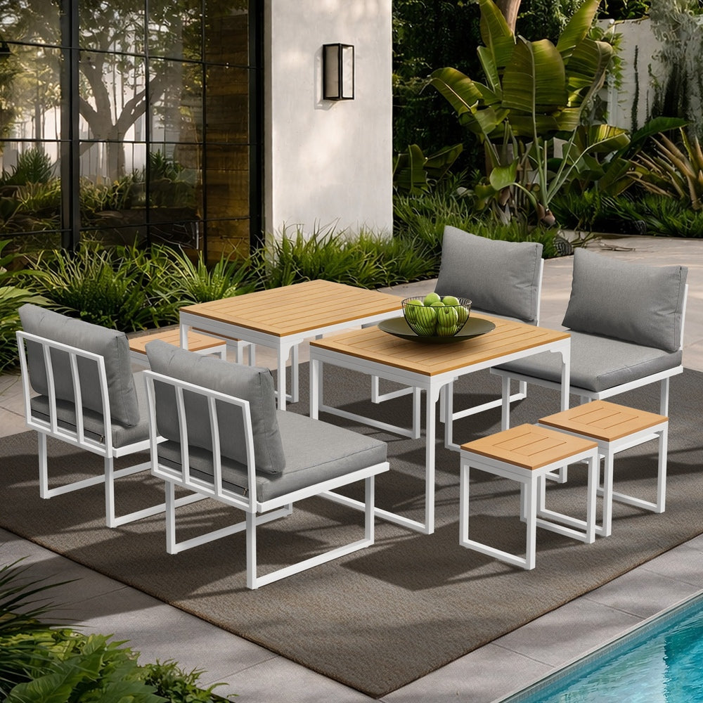 8 Seater Outdoor Dining Set Sofa Lounge Patio Ottoman