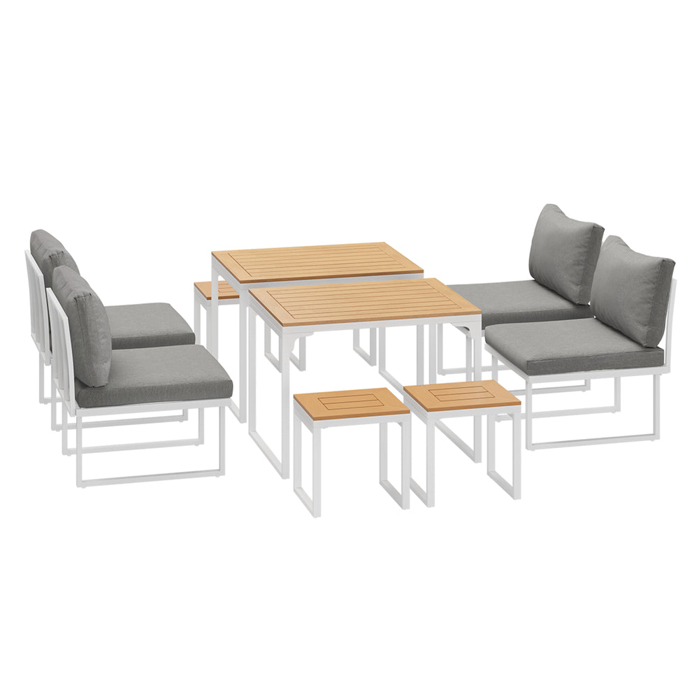 8 Seater Outdoor Dining Set Sofa Lounge Patio Ottoman
