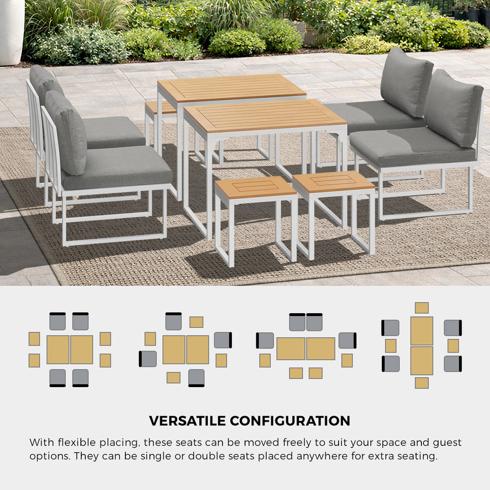 8 Seater Outdoor Dining Set Sofa Lounge Patio Ottoman