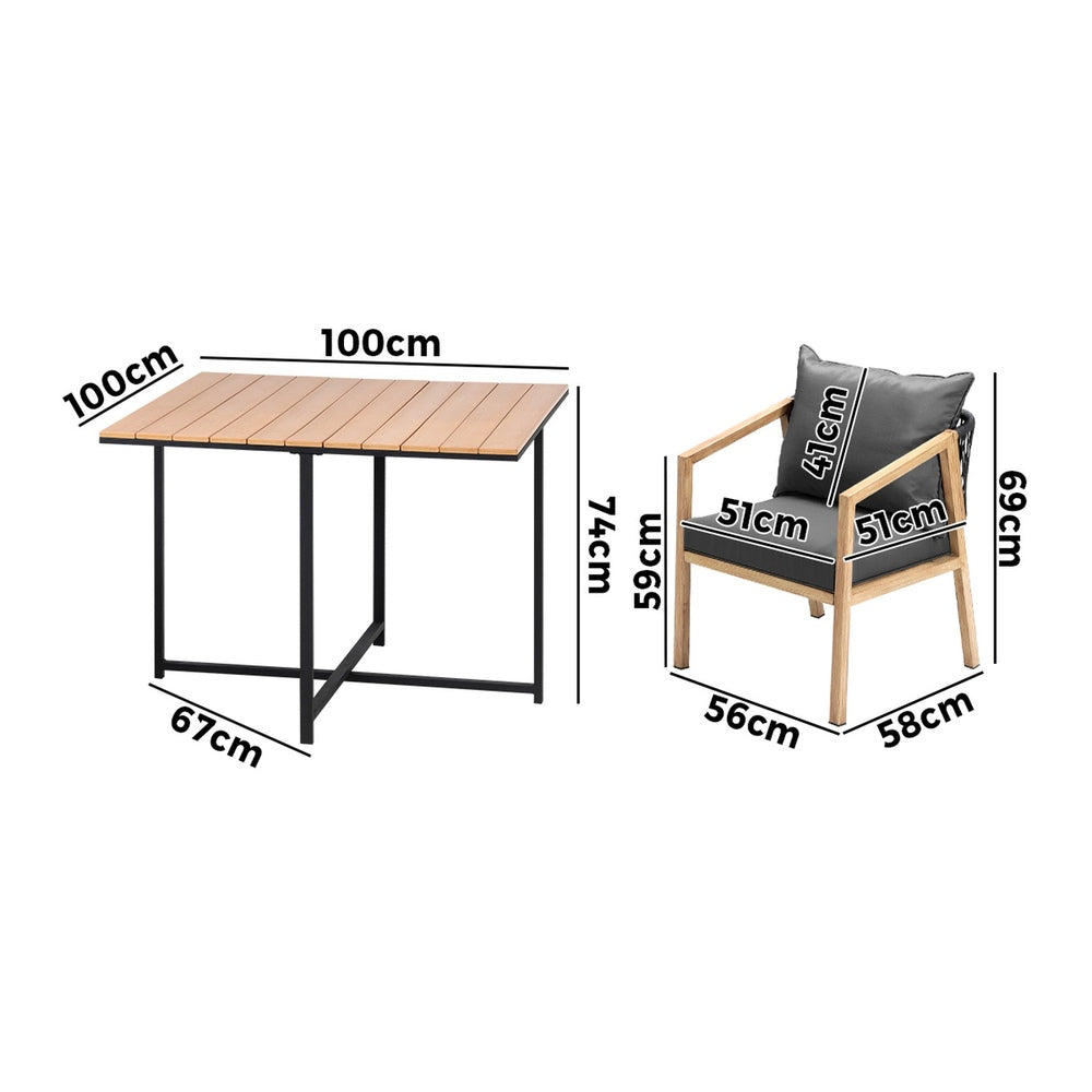 5PCS Outdoor Patio Set Table&Armchair Dining Set
