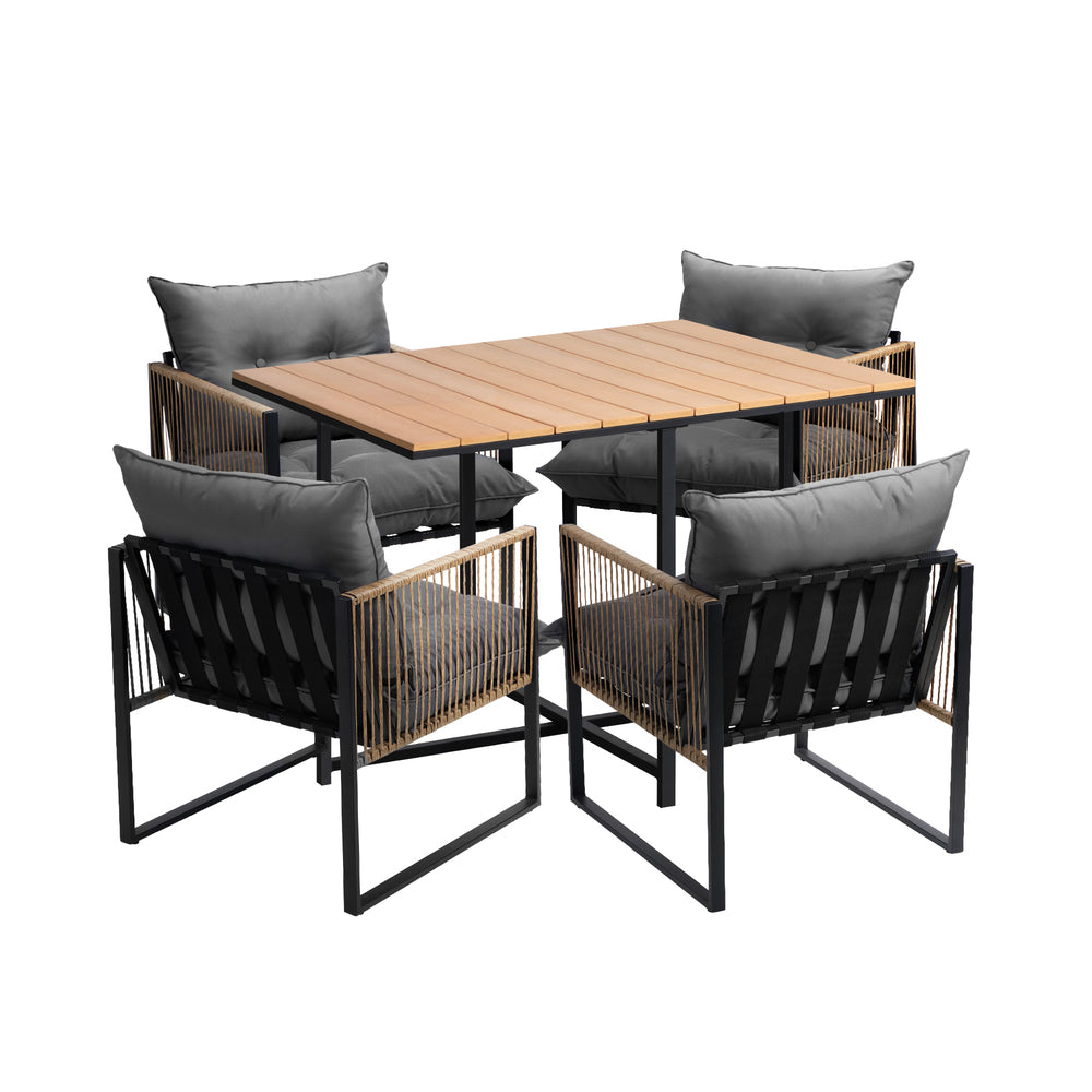 4 Seater Outdoor Dining Set with Sintered Stone Table for Garden Balcony