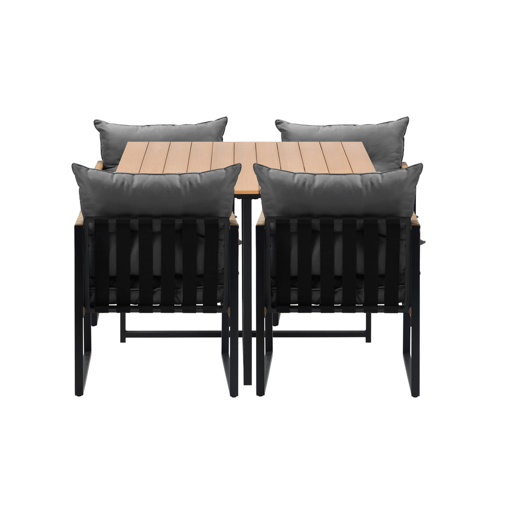4 Seater Outdoor Dining Set with Sintered Stone Table for Garden Balcony