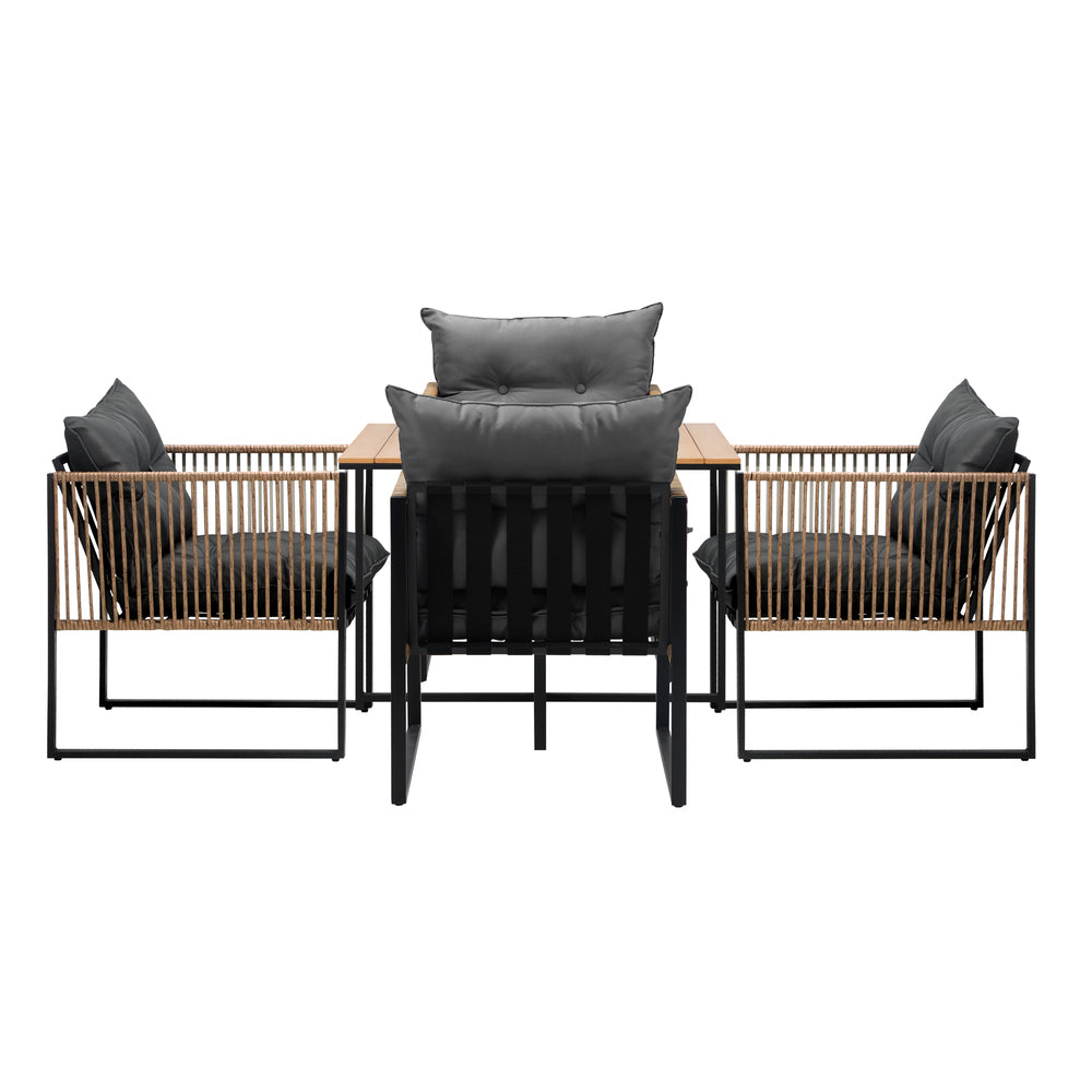 4 Seater Outdoor Dining Set with Sintered Stone Table for Garden Balcony