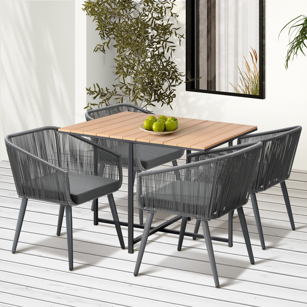 5PCS Outdoor Patio Set Table&Lounge Chairs