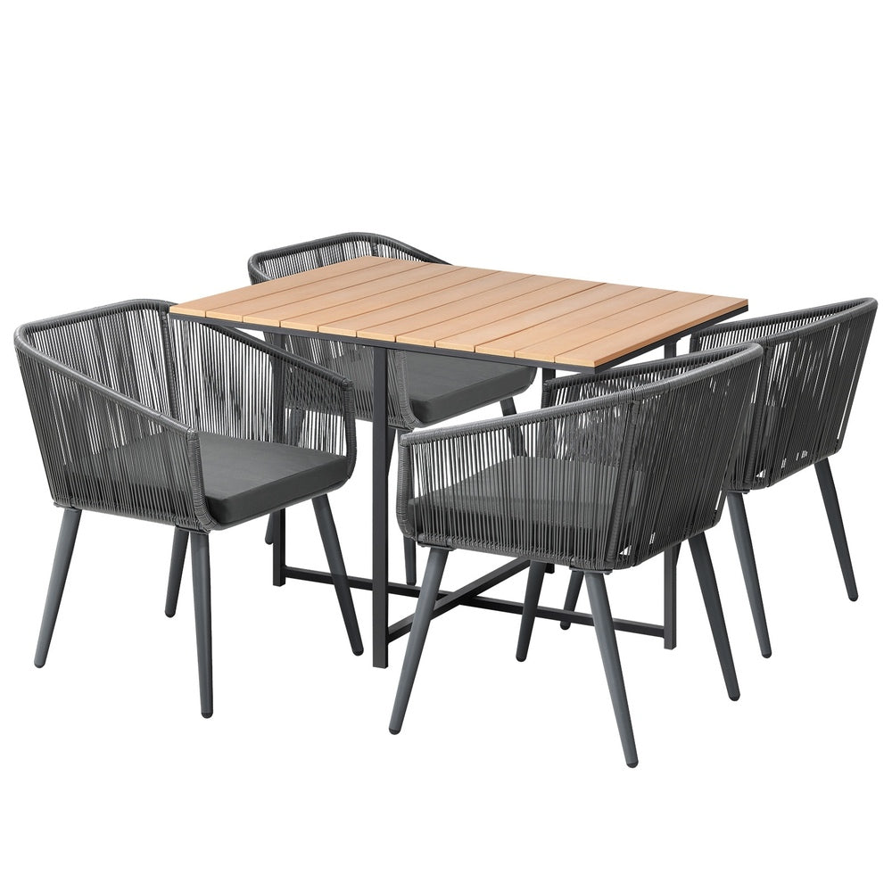 5PCS Outdoor Patio Set Table&Lounge Chairs