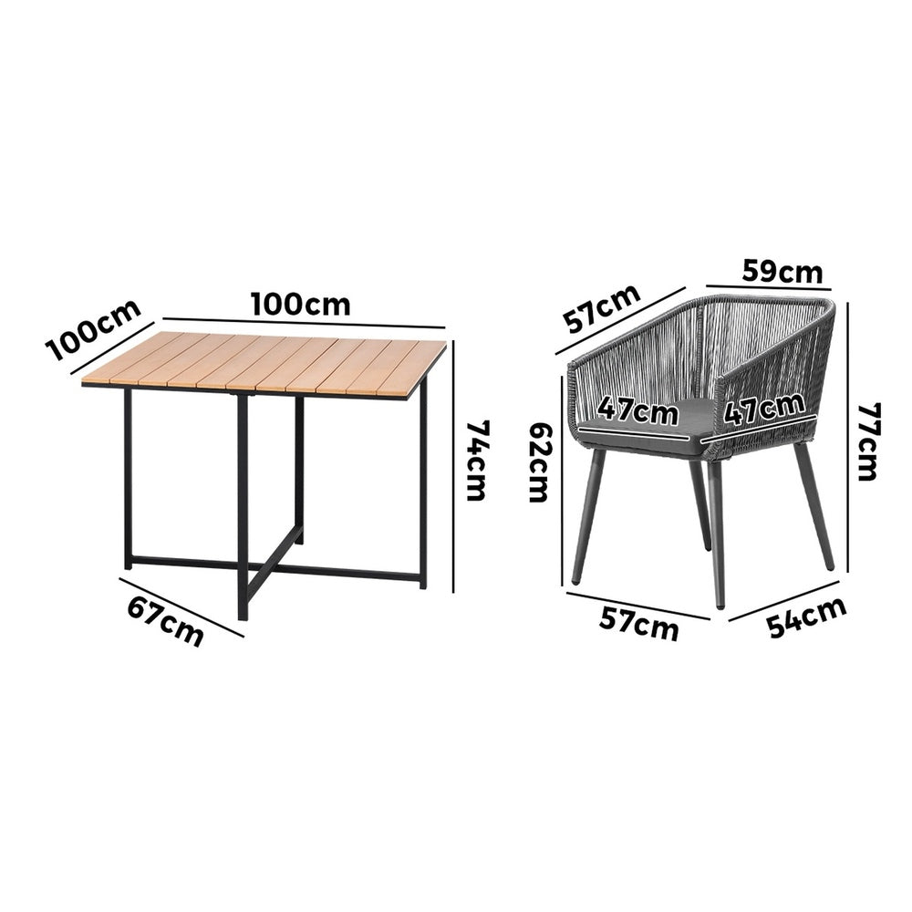 5PCS Outdoor Patio Set Table&Lounge Chairs