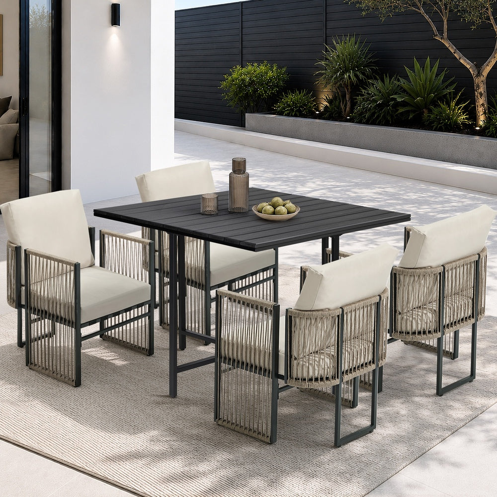 Outdoor Dining Set Black 100x100x74cm