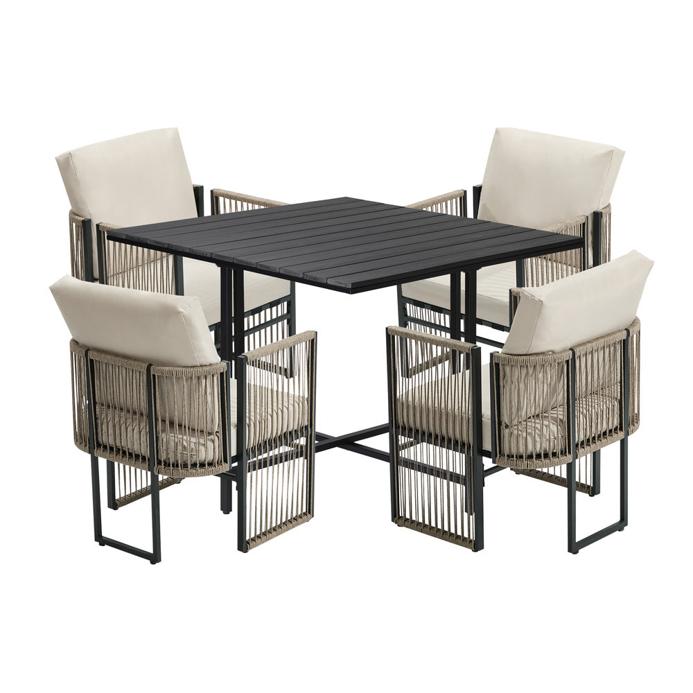 Outdoor Dining Set Black 100x100x74cm