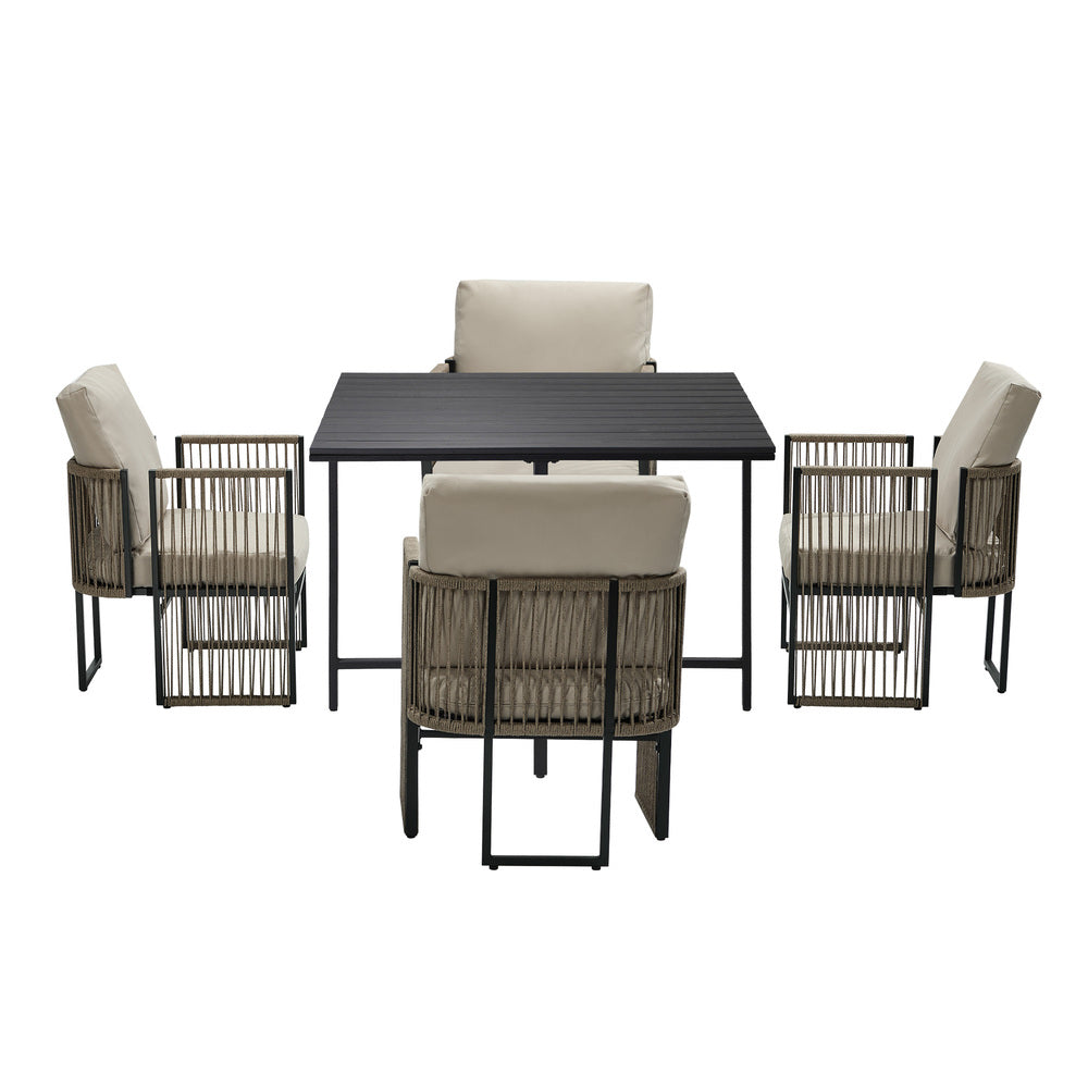 Outdoor Dining Set Black 100x100x74cm