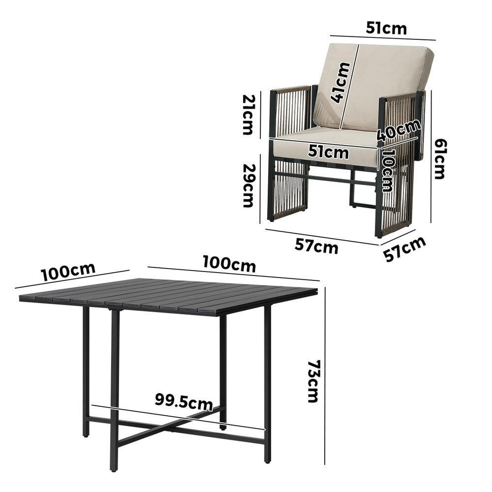 Outdoor Dining Set Black 100x100x74cm