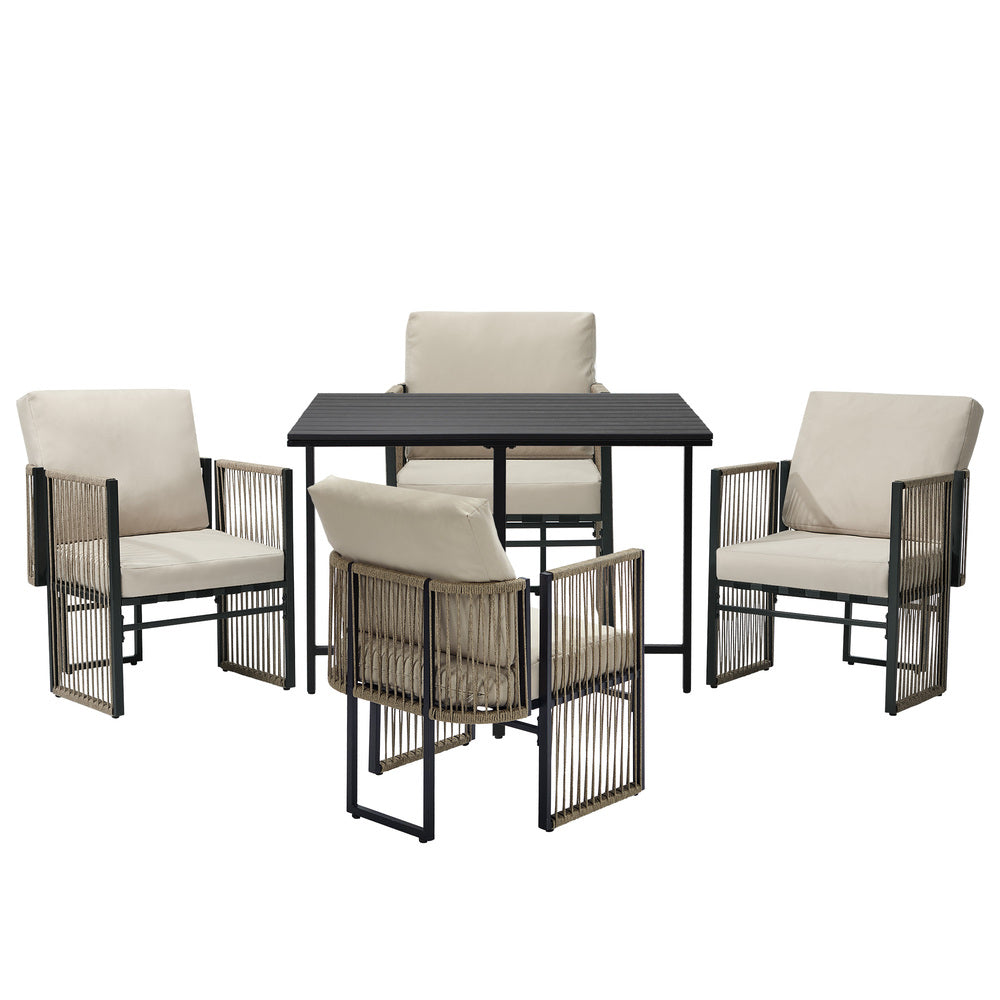 Outdoor Dining Set Black 100x100x74cm
