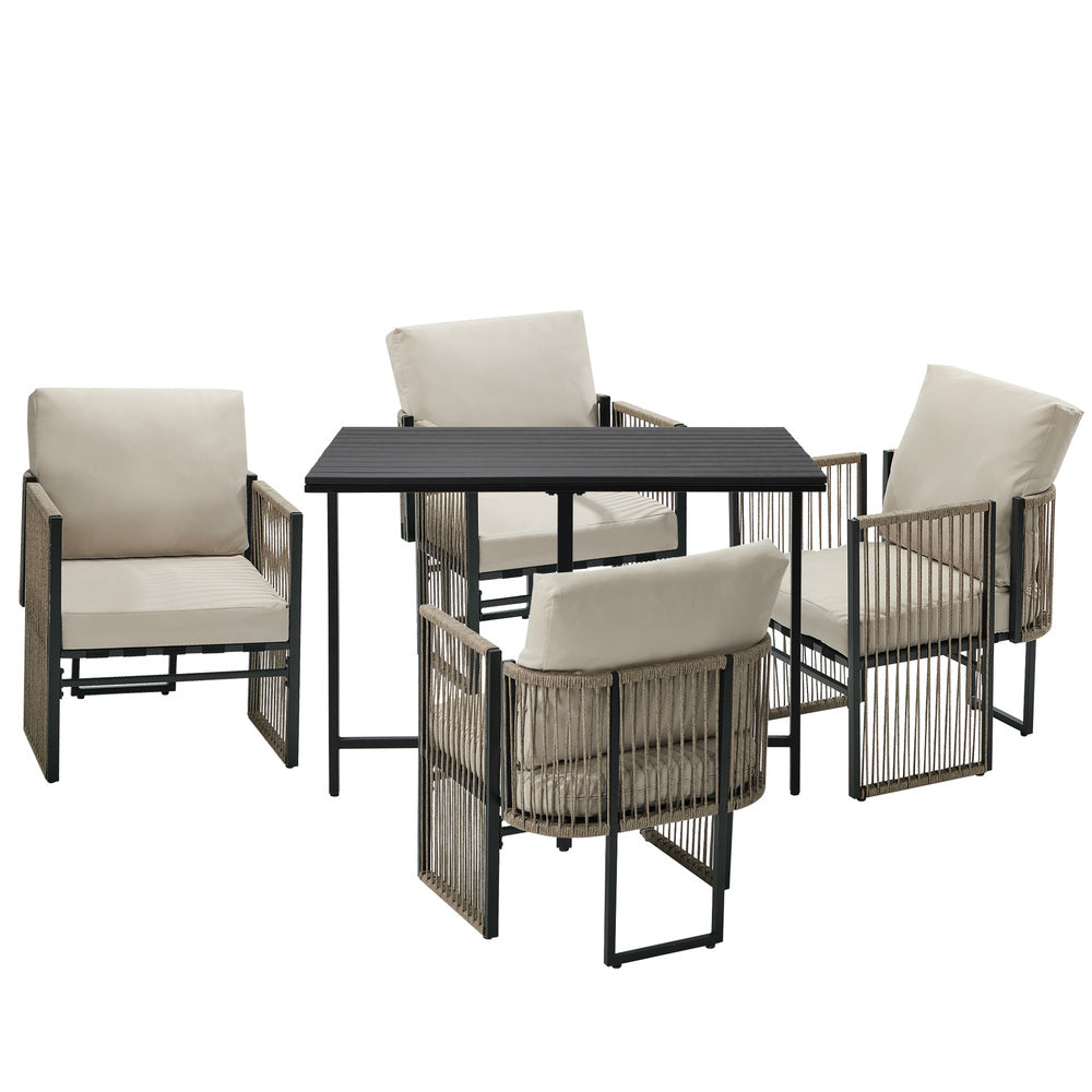 Outdoor Dining Set Black 100x100x74cm