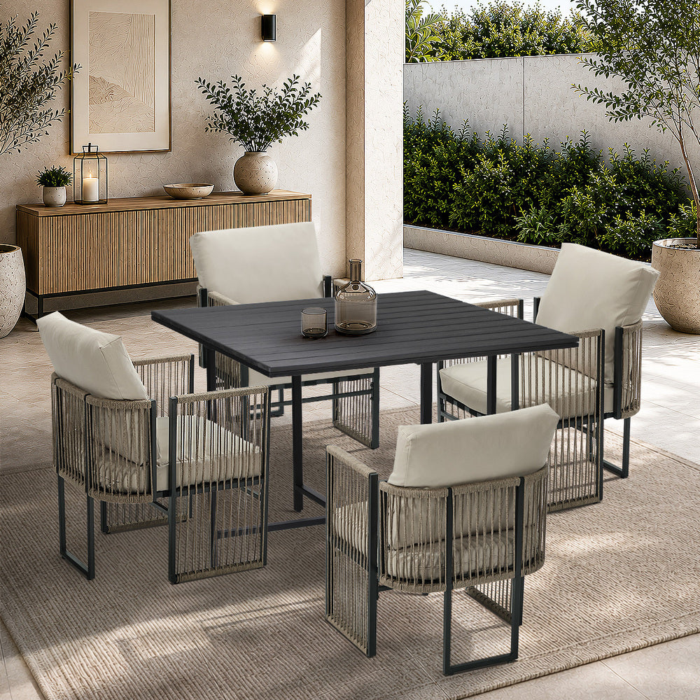 Outdoor Dining Set Black 100x100x74cm