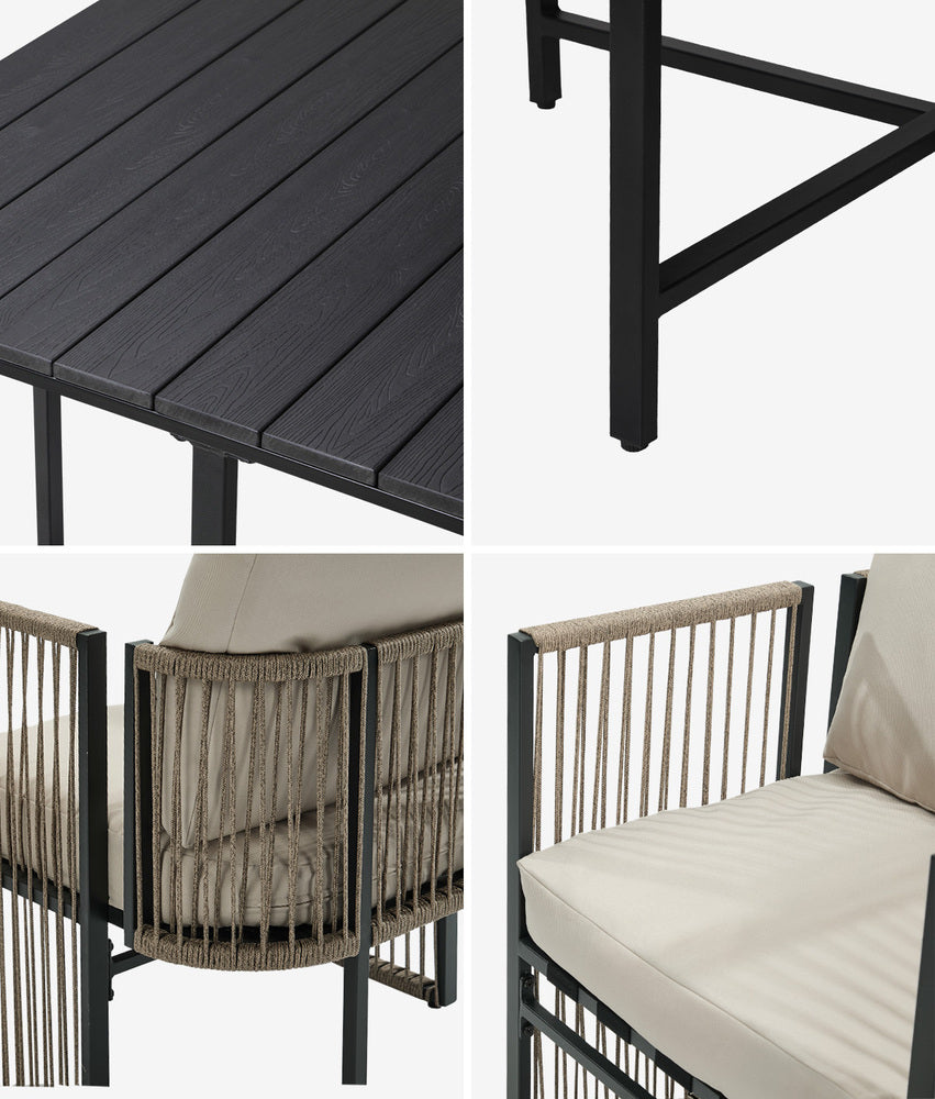 Outdoor Dining Set Black 100x100x74cm