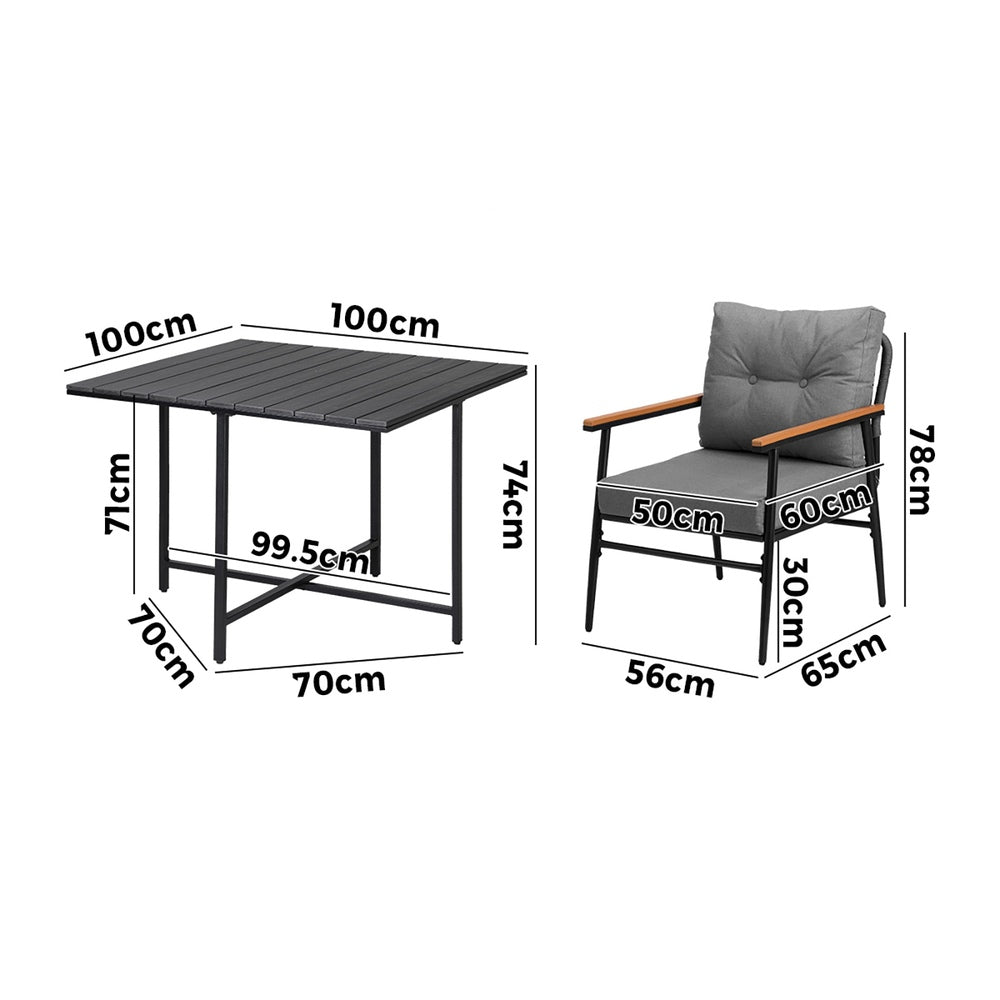 5 Pcs Outdoor Dining Set Garden Table and Chairs
