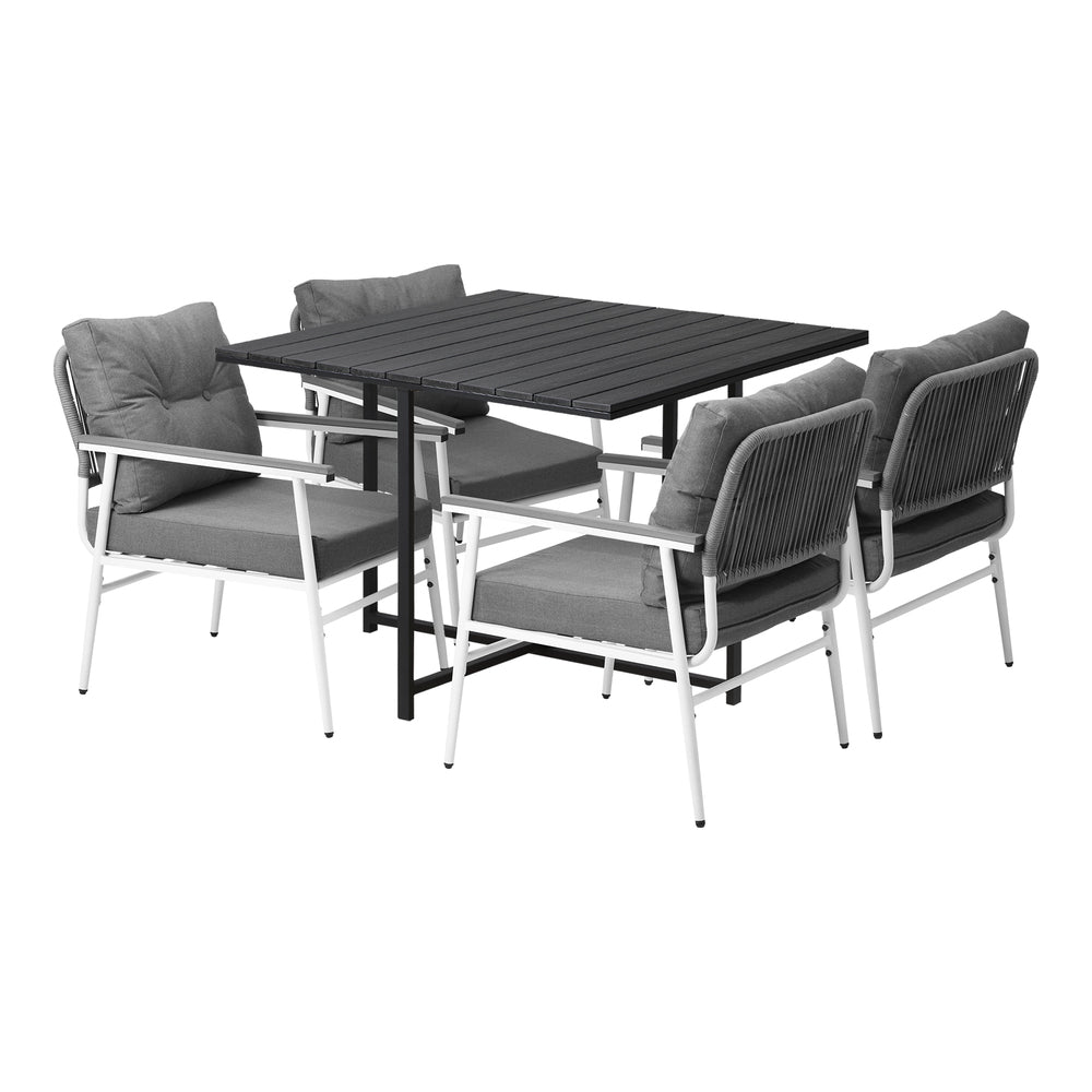 5 Pcs Outdoor Dining Set Garden Table and Chairs