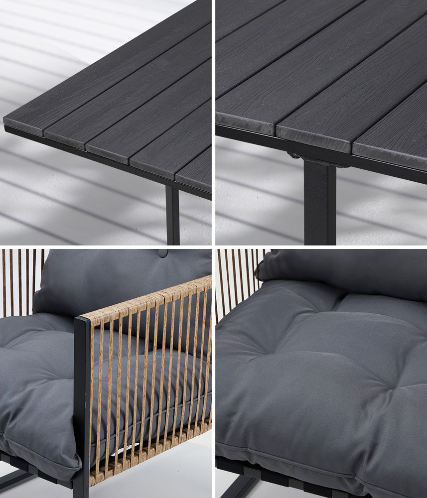 Outdoor Dining Set Black Table 4 Seater