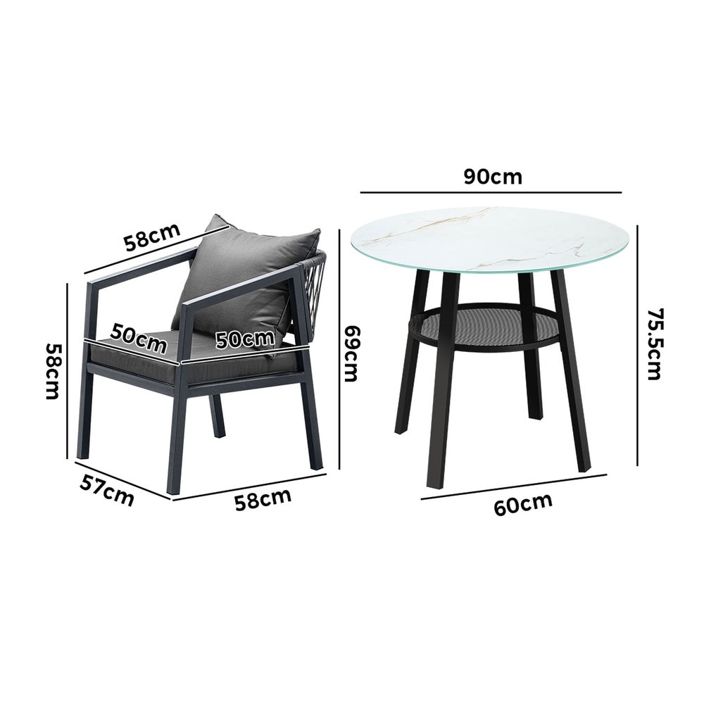 3PCS/5PCS Outdoor Dining Set Table Lounge Chair