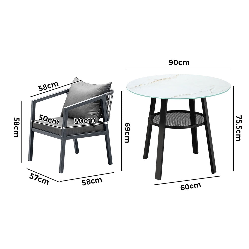 3PCS/5PCS Outdoor Dining Set Table Lounge Chair