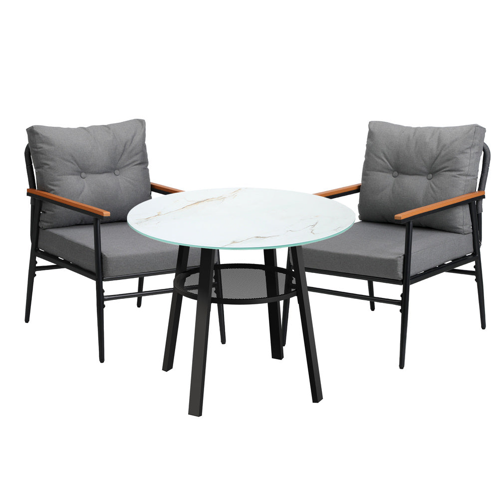 Outdoor Dining Set 3PC/5Pc Lounge Setting Table Storage Shelf