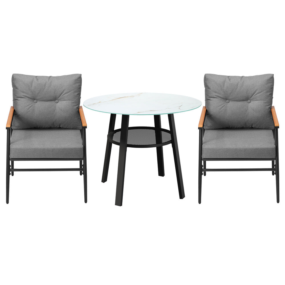 Outdoor Dining Set 3PC/5Pc Lounge Setting Table Storage Shelf