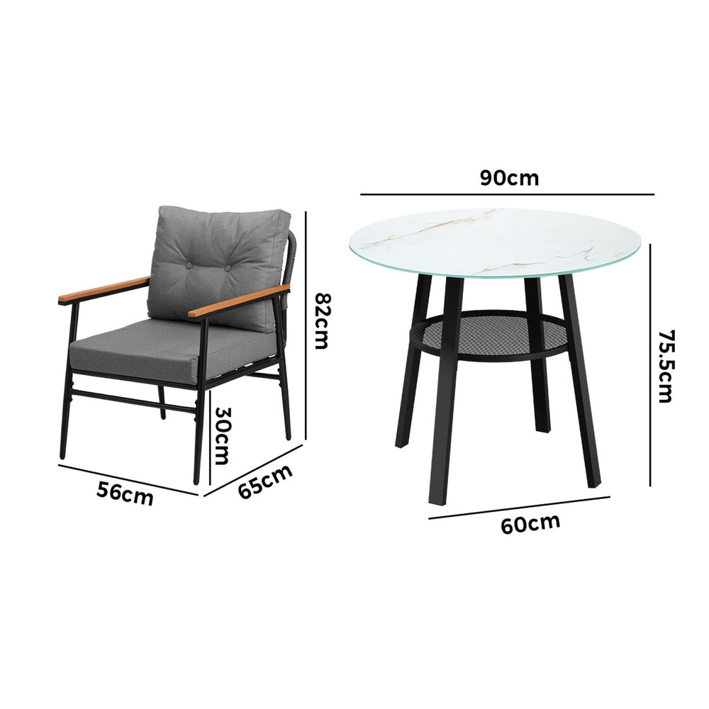 Outdoor Dining Set 3PC/5Pc Lounge Setting Table Storage Shelf