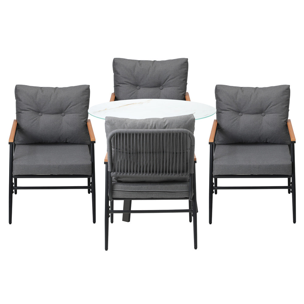 Outdoor Dining Set 3PC/5Pc Lounge Setting Table Storage Shelf