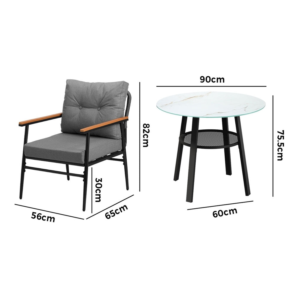 Outdoor Dining Set 3PC/5Pc Lounge Setting Table Storage Shelf