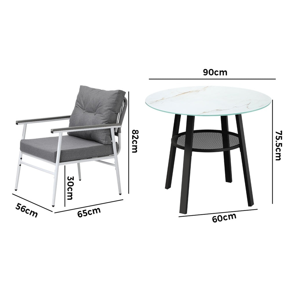 Outdoor Dining Set 3PC/5Pc Lounge Setting Table Storage Shelf