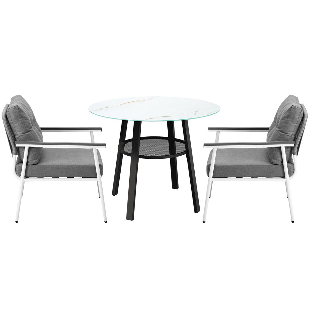 Outdoor Dining Set 3PC/5Pc Lounge Setting Table Storage Shelf