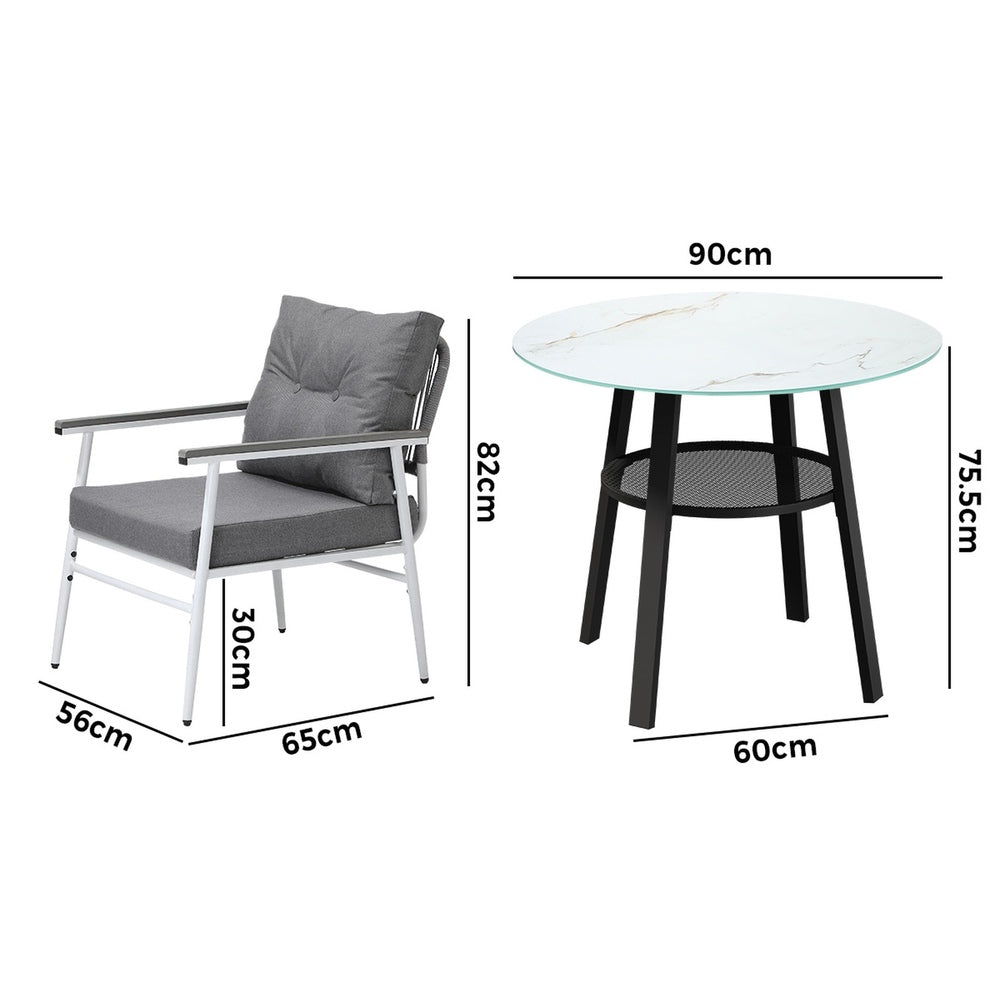 Outdoor Dining Set 3PC/5Pc Lounge Setting Table Storage Shelf