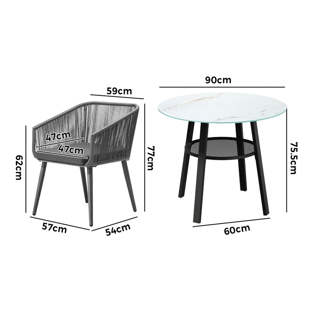 3PCS/5PCS Outdoor Dining Set Marble-style Table