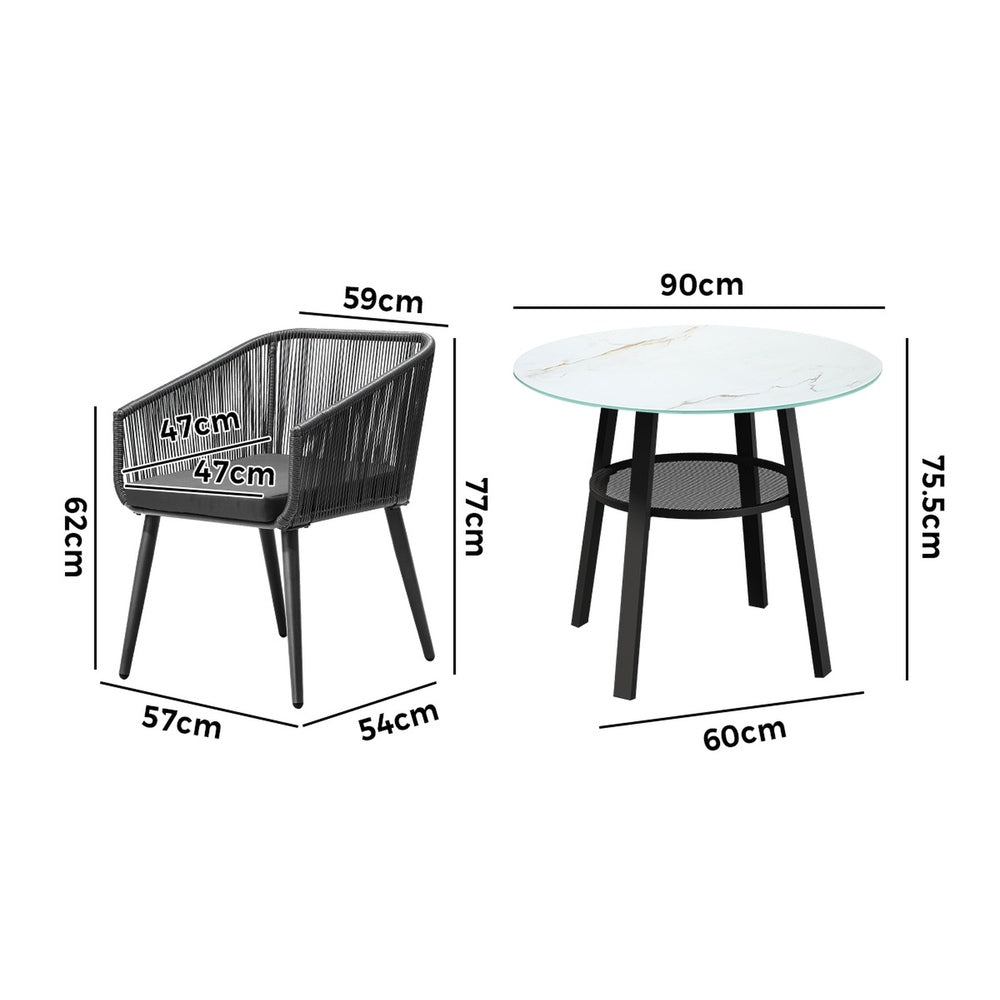 3PCS/5PCS Outdoor Dining Set Marble-style Table