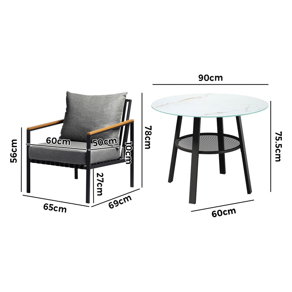 Outdoor Dining Setting Table Sofa Chairs 3PCS/5PCS