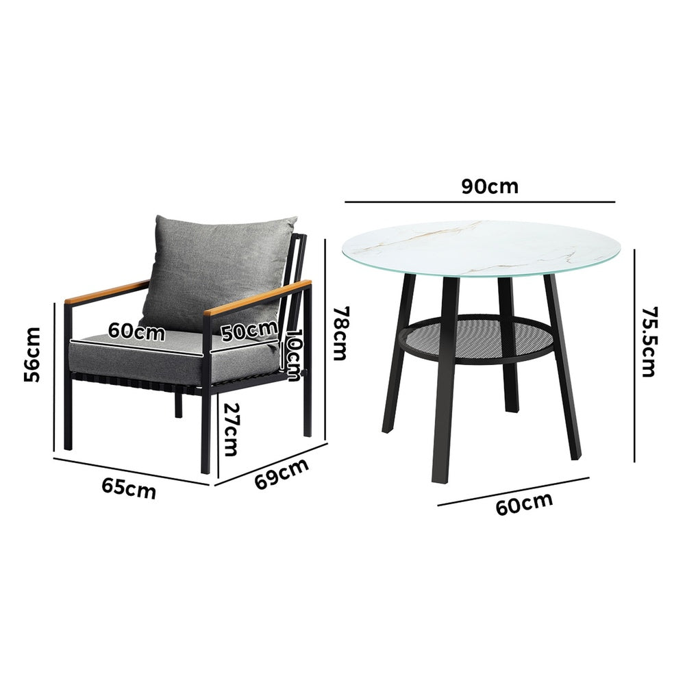 Outdoor Dining Setting Table Sofa Chairs 3PCS/5PCS