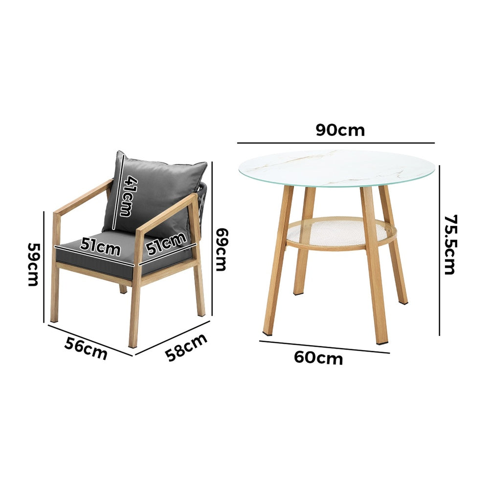 3PCS/5PCS Outdoor Dining Set Table Lounge Chair