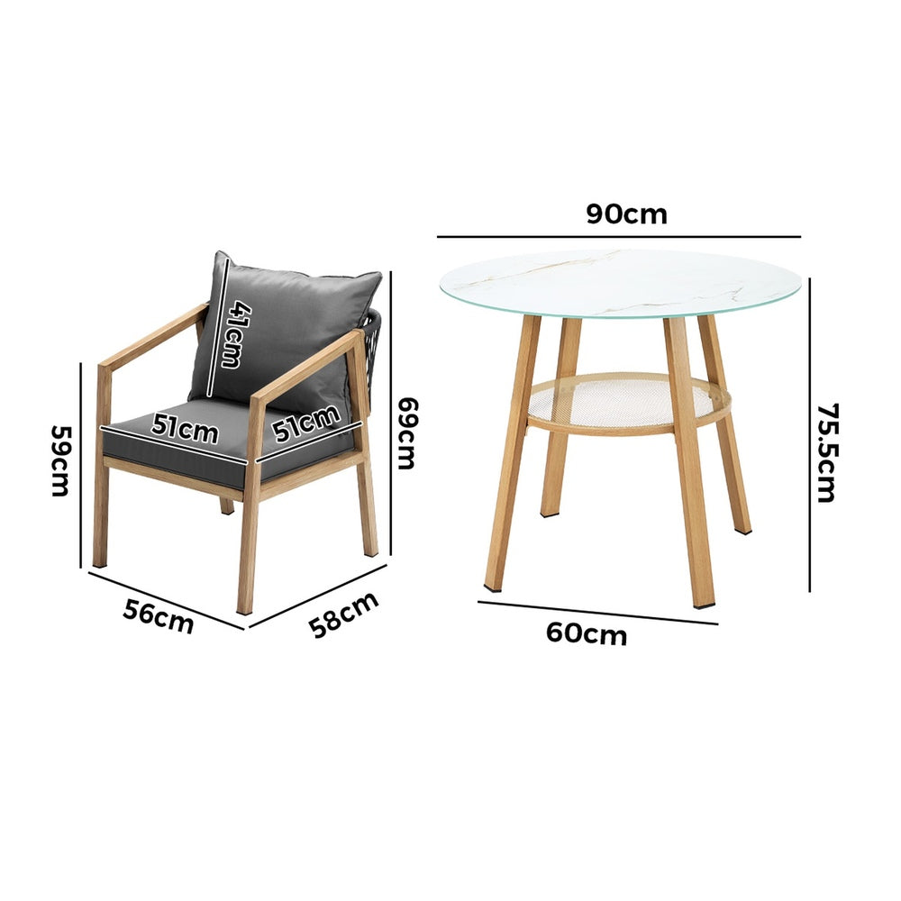 3PCS/5PCS Outdoor Dining Set Table Lounge Chair