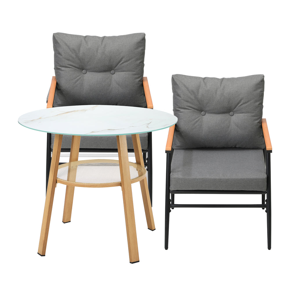Outdoor Dining Set 3PC/5Pc Lounge Setting Table Storage Shelf