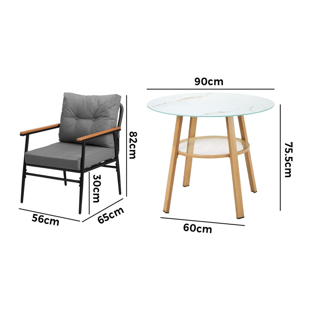 Outdoor Dining Set 3PC/5Pc Lounge Setting Table Storage Shelf