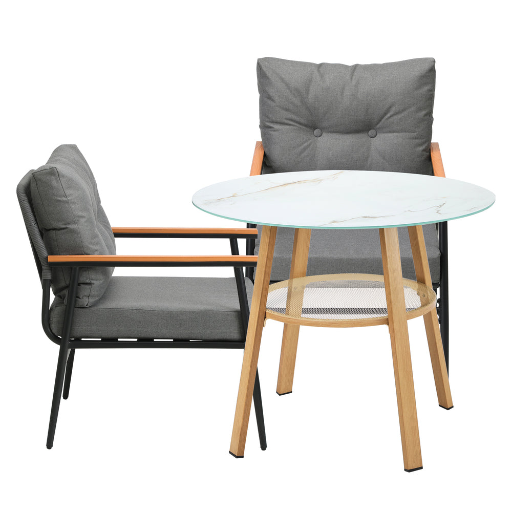 Outdoor Dining Set 3PC/5Pc Lounge Setting Table Storage Shelf