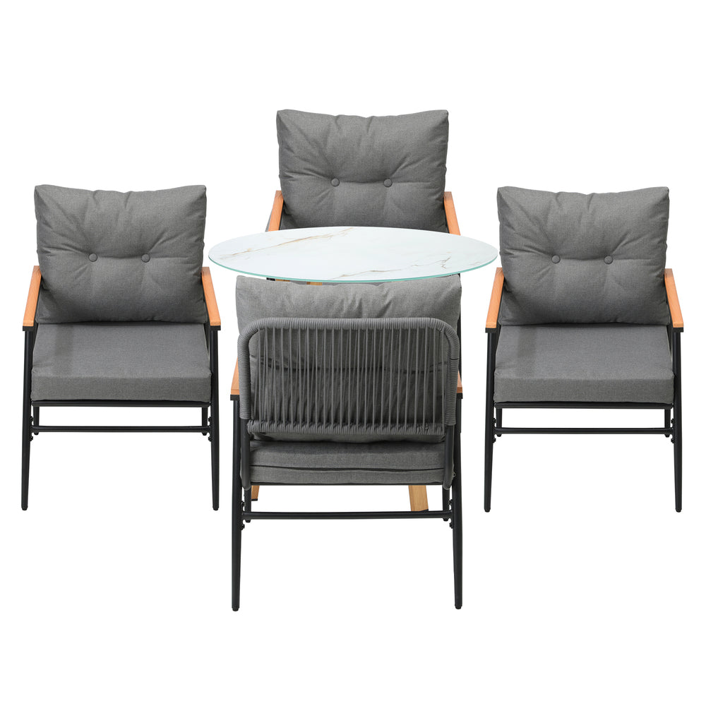 Outdoor Dining Set 3PC/5Pc Lounge Setting Table Storage Shelf