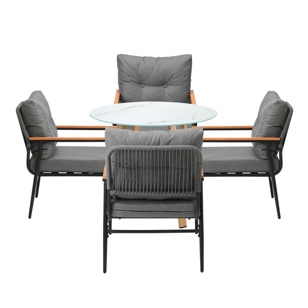 Outdoor Dining Set 3PC/5Pc Lounge Setting Table Storage Shelf