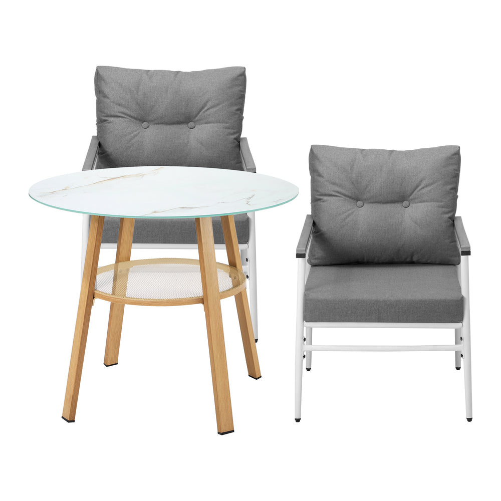 Outdoor Dining Set 3PC/5Pc Lounge Setting Table Storage Shelf