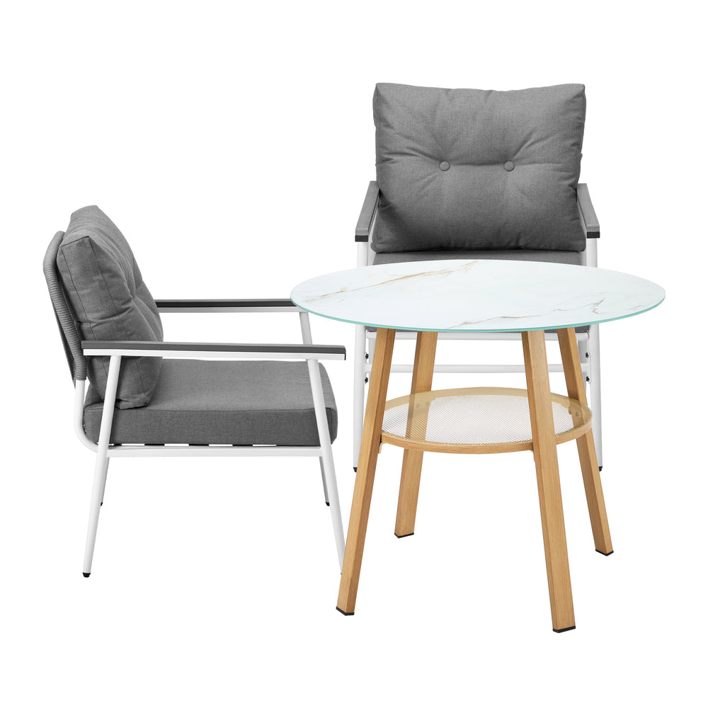 Outdoor Dining Set 3PC/5Pc Lounge Setting Table Storage Shelf