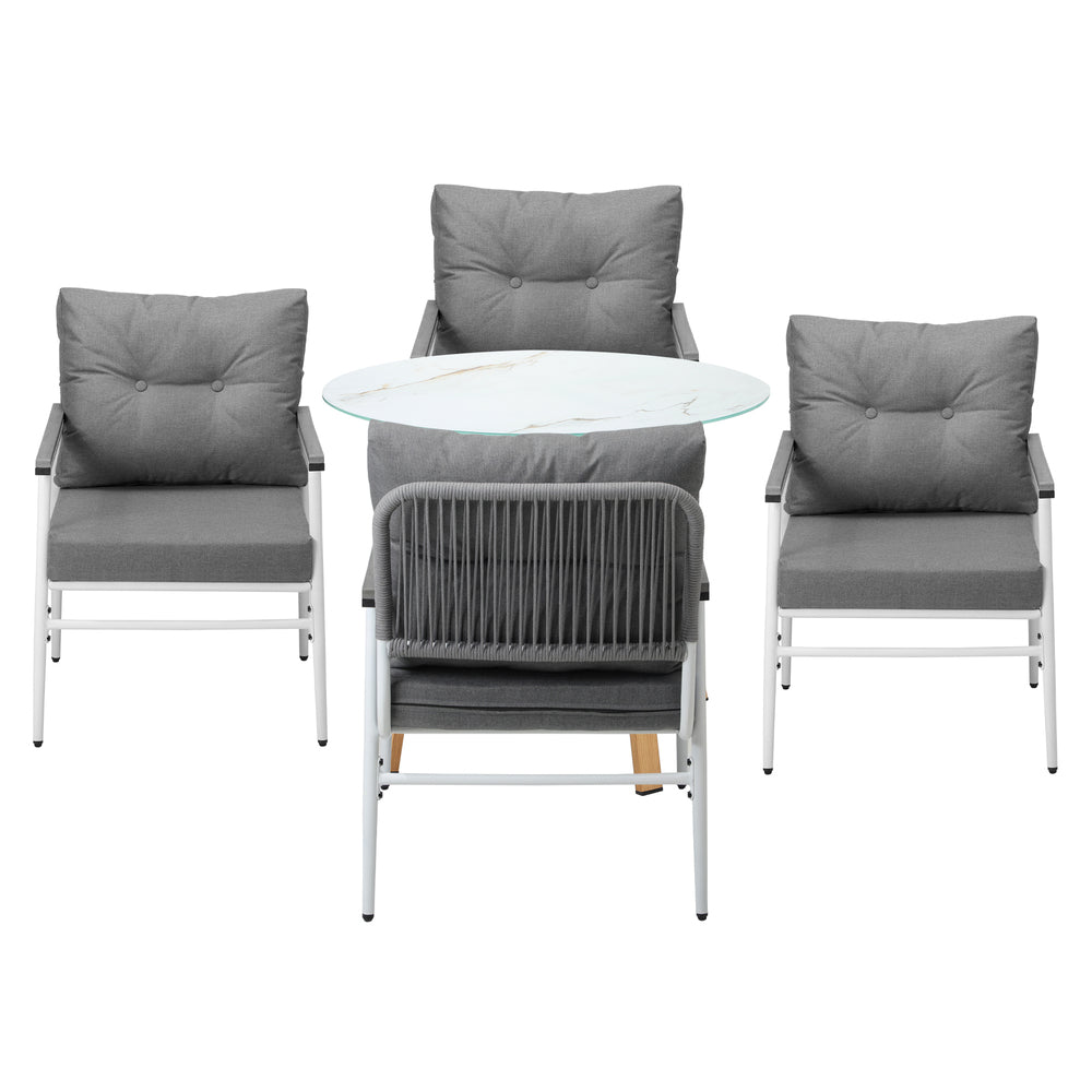 Outdoor Dining Set 3PC/5Pc Lounge Setting Table Storage Shelf
