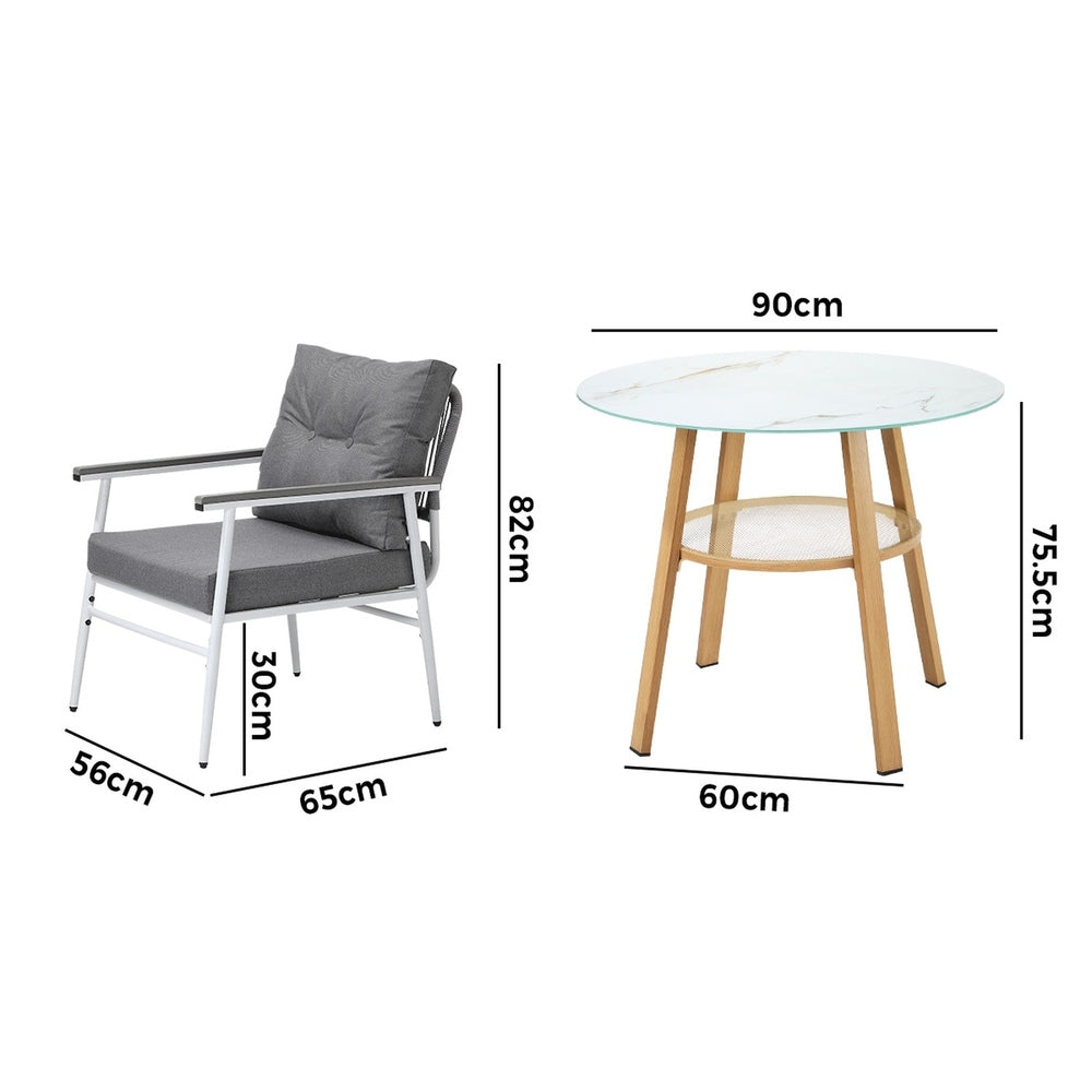 Outdoor Dining Set 3PC/5Pc Lounge Setting Table Storage Shelf