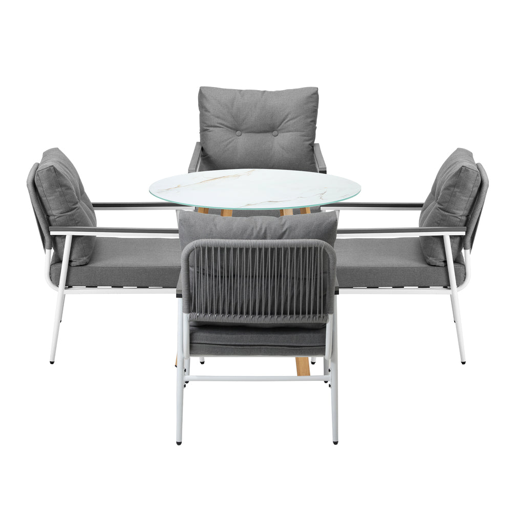Outdoor Dining Set 3PC/5Pc Lounge Setting Table Storage Shelf
